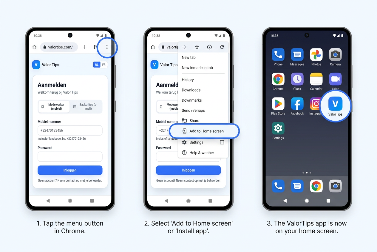 Op Android (Chrome)